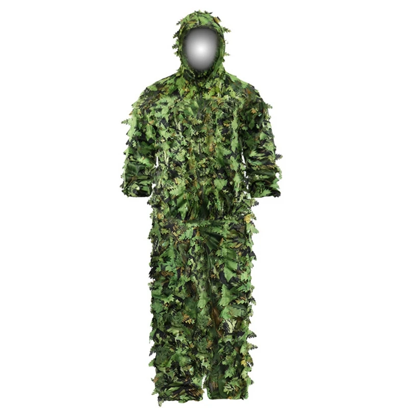 Traje de camuflaje biónico de flores adhesivas, traje Ghillie de caza, conjunto de camuflaje Universal para el bosque (B)