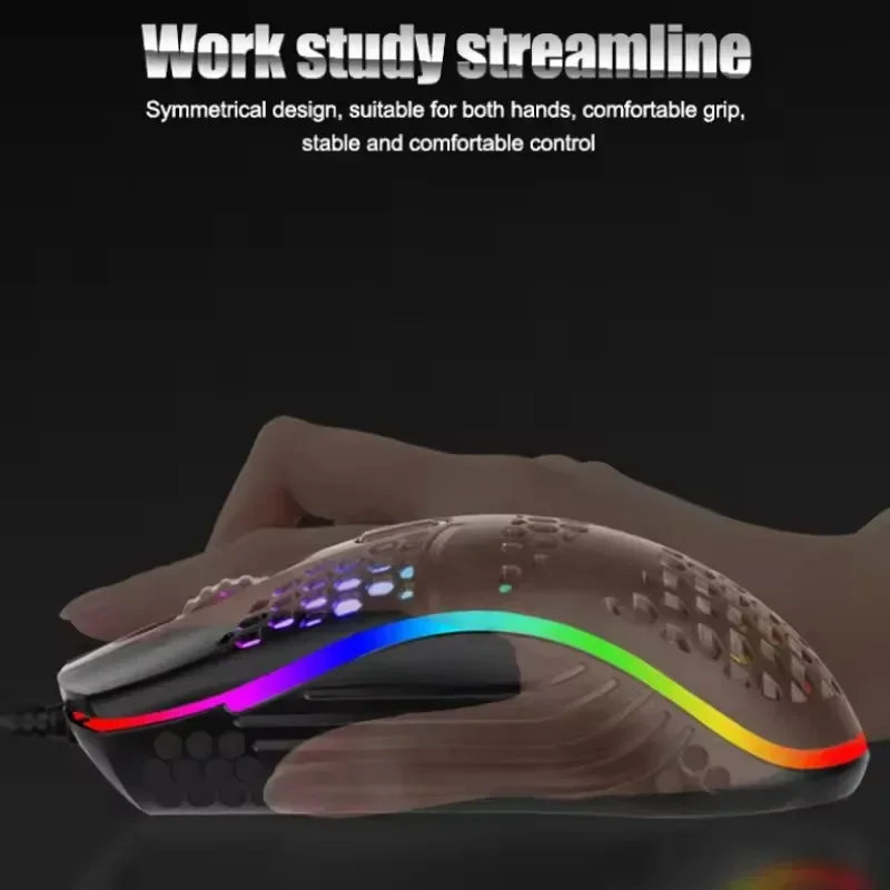 7 Breathing PC Home Use Office LED Back Light Wired Cable Gaming Optical Mouse USB Computer Hollowed Out Mice Laptop Desktop 4D