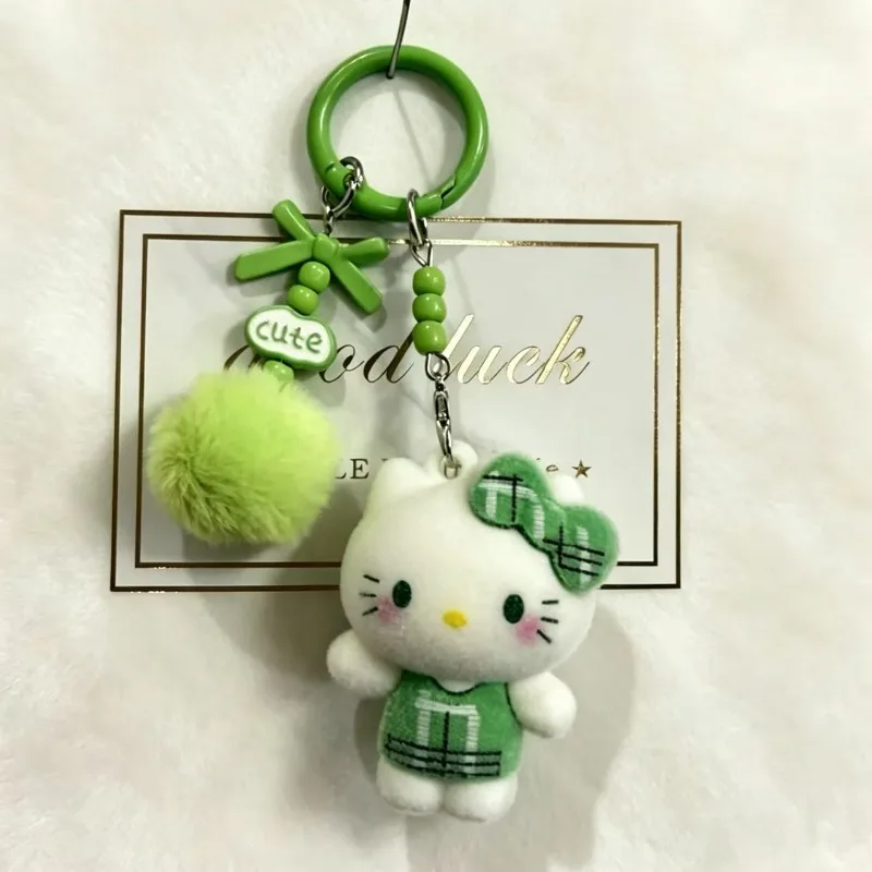 Sanrio Kawaii Hello Kitty Retro plaid Doll Keychain Japanese Cartoon Bag Pendant Car Key Accessories Children's Birthday Gift view 4