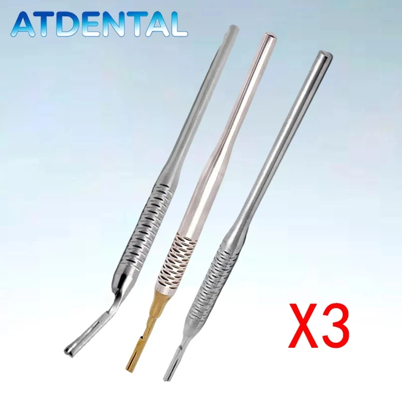 

3pcs Dental Scalpel Handle No.3 Blade Surgical Tool Curved/Straight Oral Hilt Durable Dental Clinic Instruments
