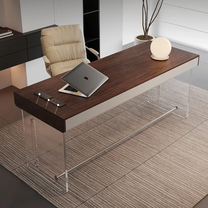 

Italian Minimalist Office Desk Modern Simple Study Computer Solid Wood Acrylic Floating Desk Mesa Office Furniture Executive