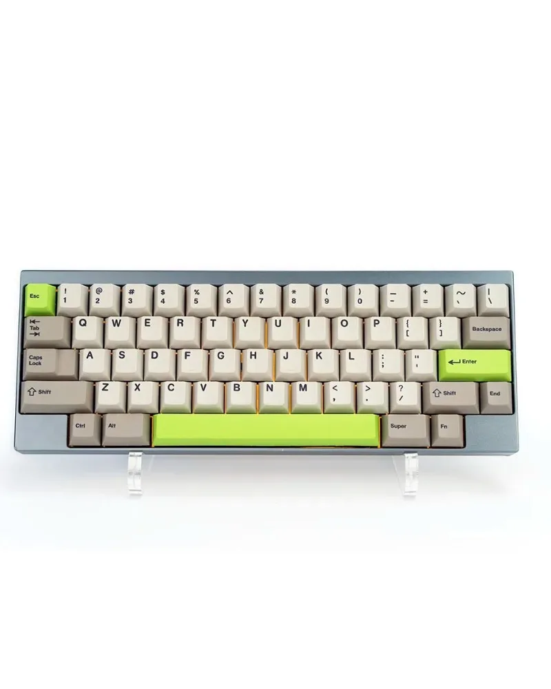 

Cream white with grey and green accents durable pbt keycaps set high quality for custom mechanical keyboards