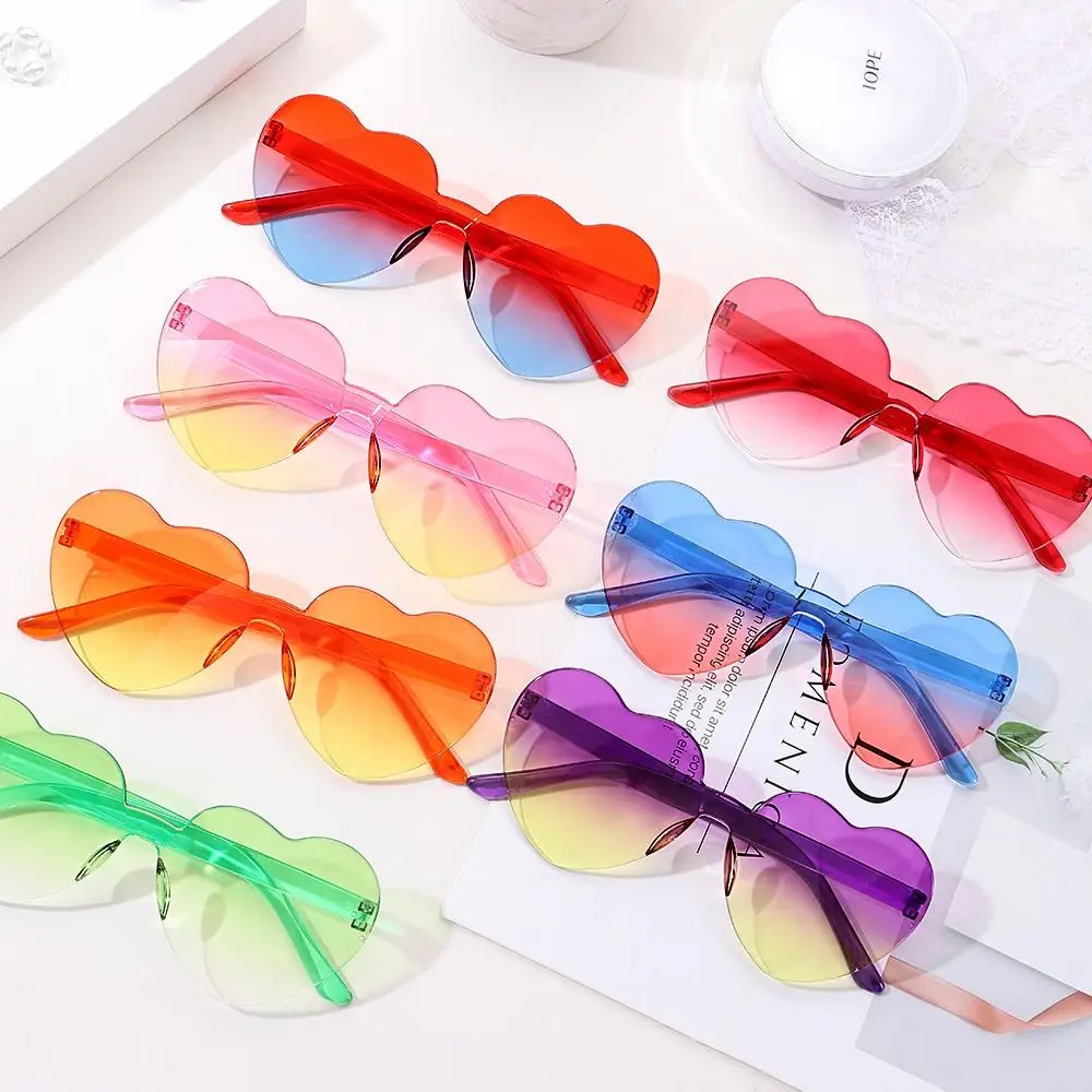 Funny Colorful Gradient Lenses Heart Glasses Party Sun Glasses Heart-shaped Sunglasses Shades