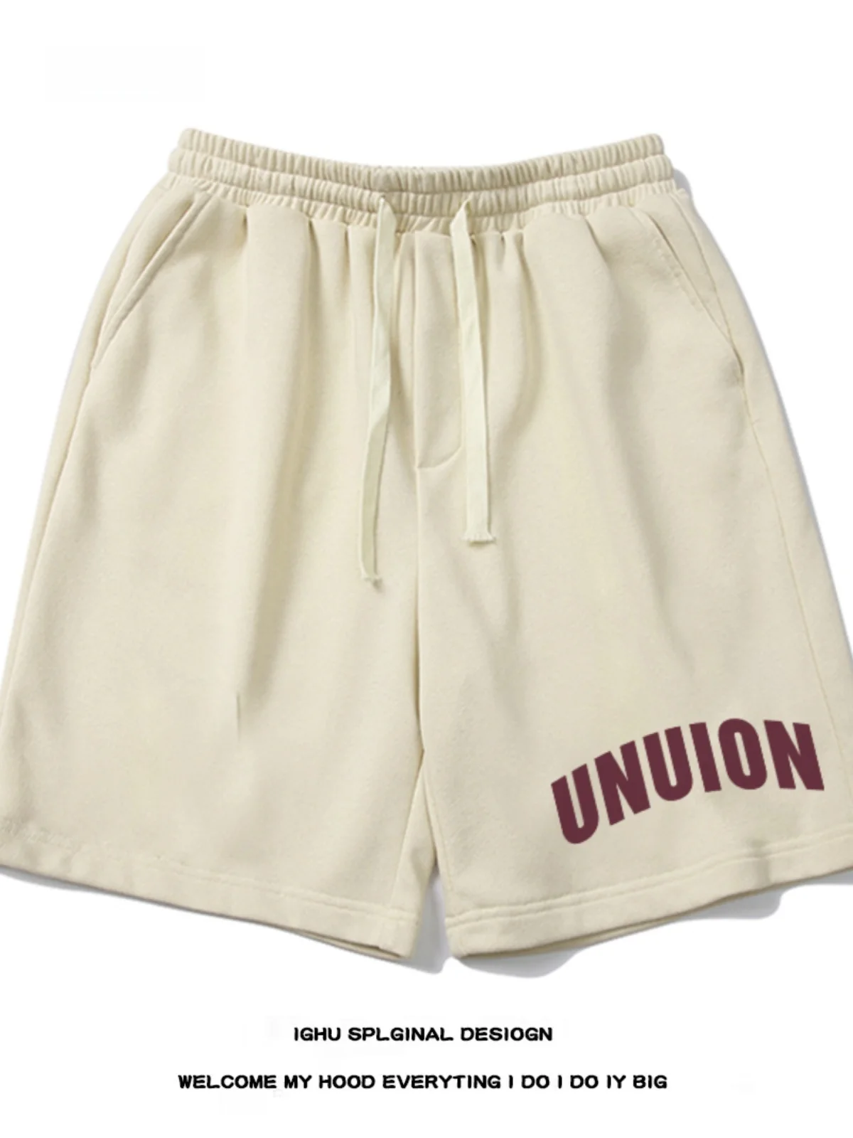 Kaki Sports Casual hommes orthès été ample jambe large pantalon taille haute cinq-quarts longueur jeune Vitali Sle Polyester...