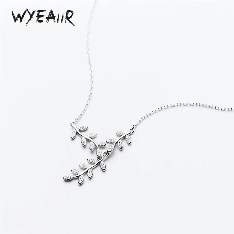 WYEAIIR 925 Sterling Silver INS Creative Fresh Olive Tree Branch Student Gift Fine Jewelry Luxury Female Necklace