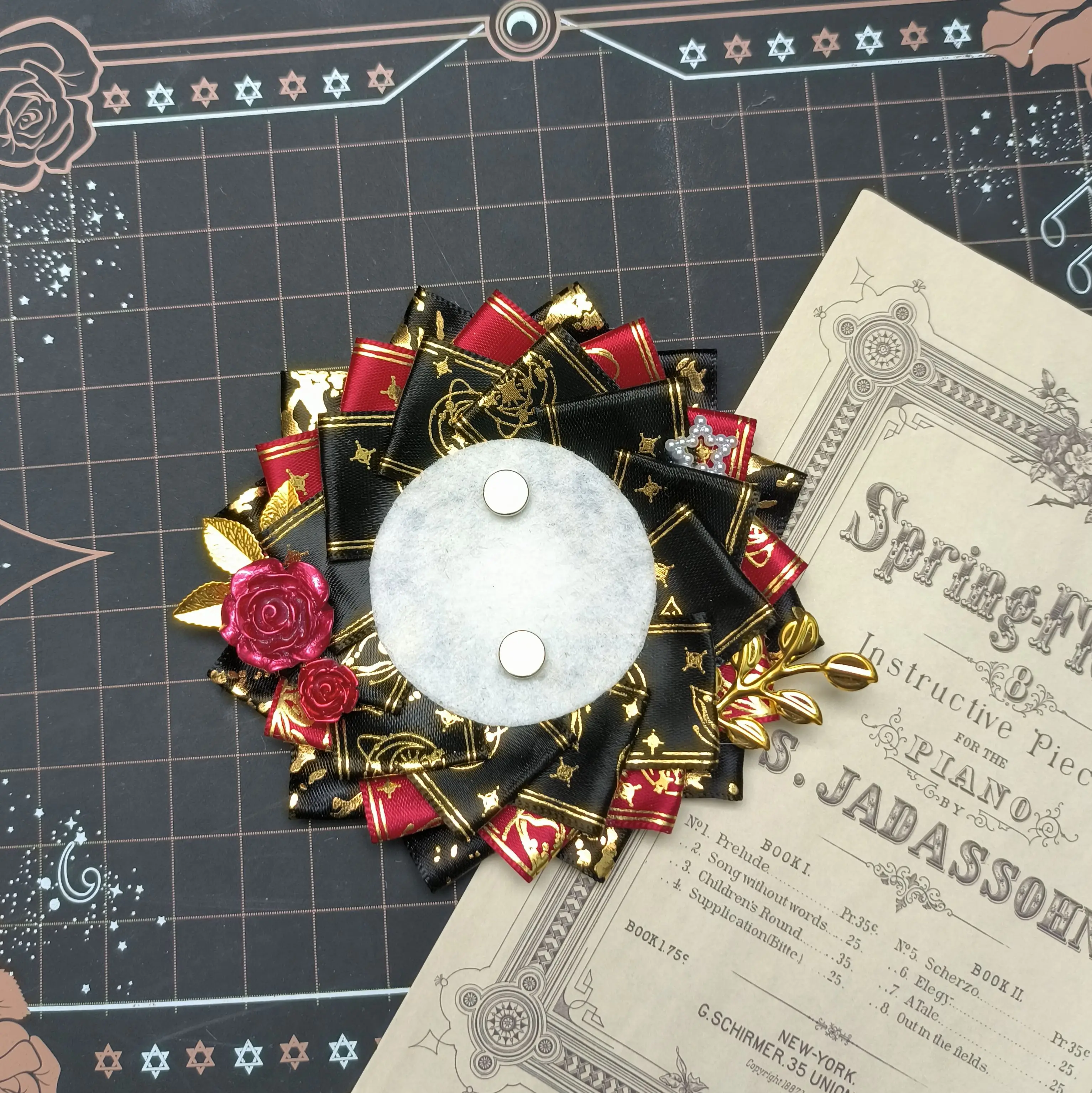 Quadratic Element Badge Holder Hand Made Ribbon Ita Bag Badge Cover Badge Rosette Ita Bag Lolita Goods Display Base Tray