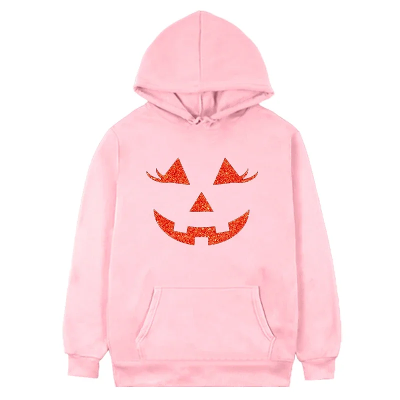 Moletom Abóbora Feminina Halloween, Roupa Manga Comprida, Capuz, Roupas de Inverno, Kawaii, L