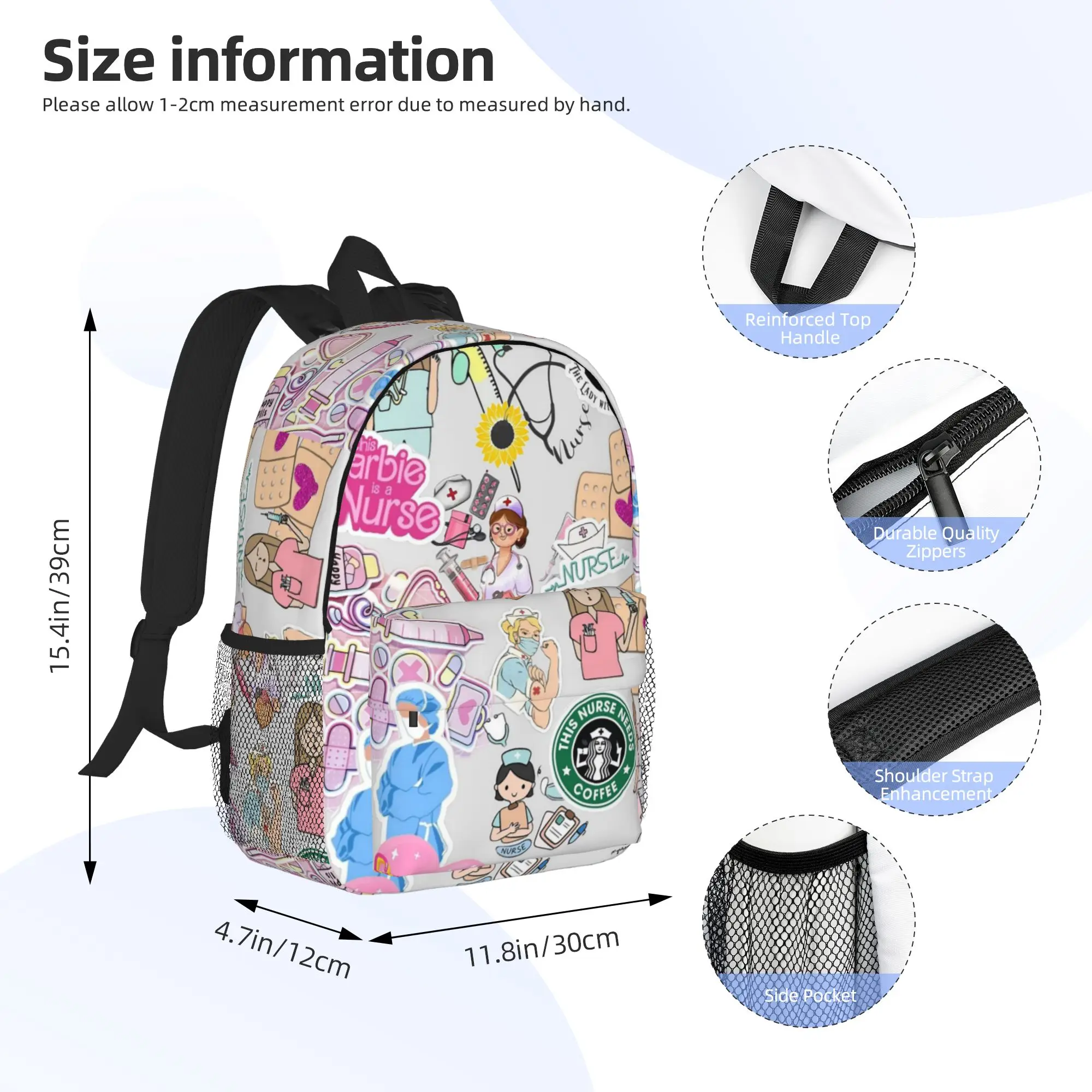 Enfermera En Apuros Doctor Nurse Backpack Hot Sale Daypack Large Capacity Boy Girl BookBag Shoulder Bag for Men Women School Bag