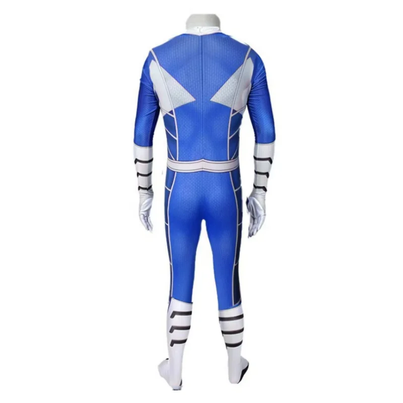 Macacão Cosplay de super-herói masculino, Blue Power Samurai Sentai Shinkager Rangers, Party Zentai, força mística, Carnaval, Halloween