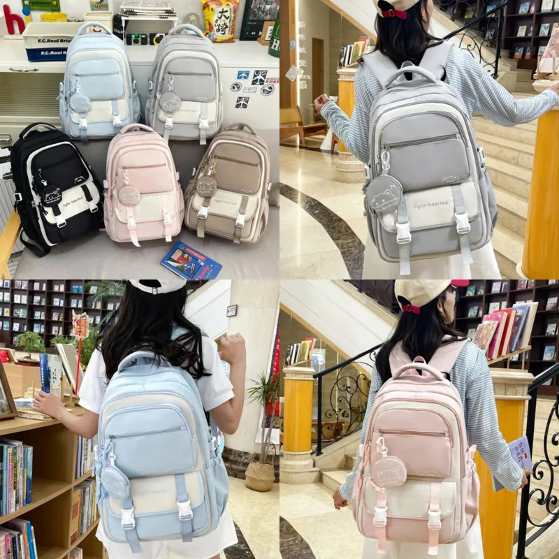 

Fun Backpacks Casual Bear Print Y2K Backpack Women Twill Cute Sweet Travel Zipper Itabag High Capacity Student Unisex Backpacks