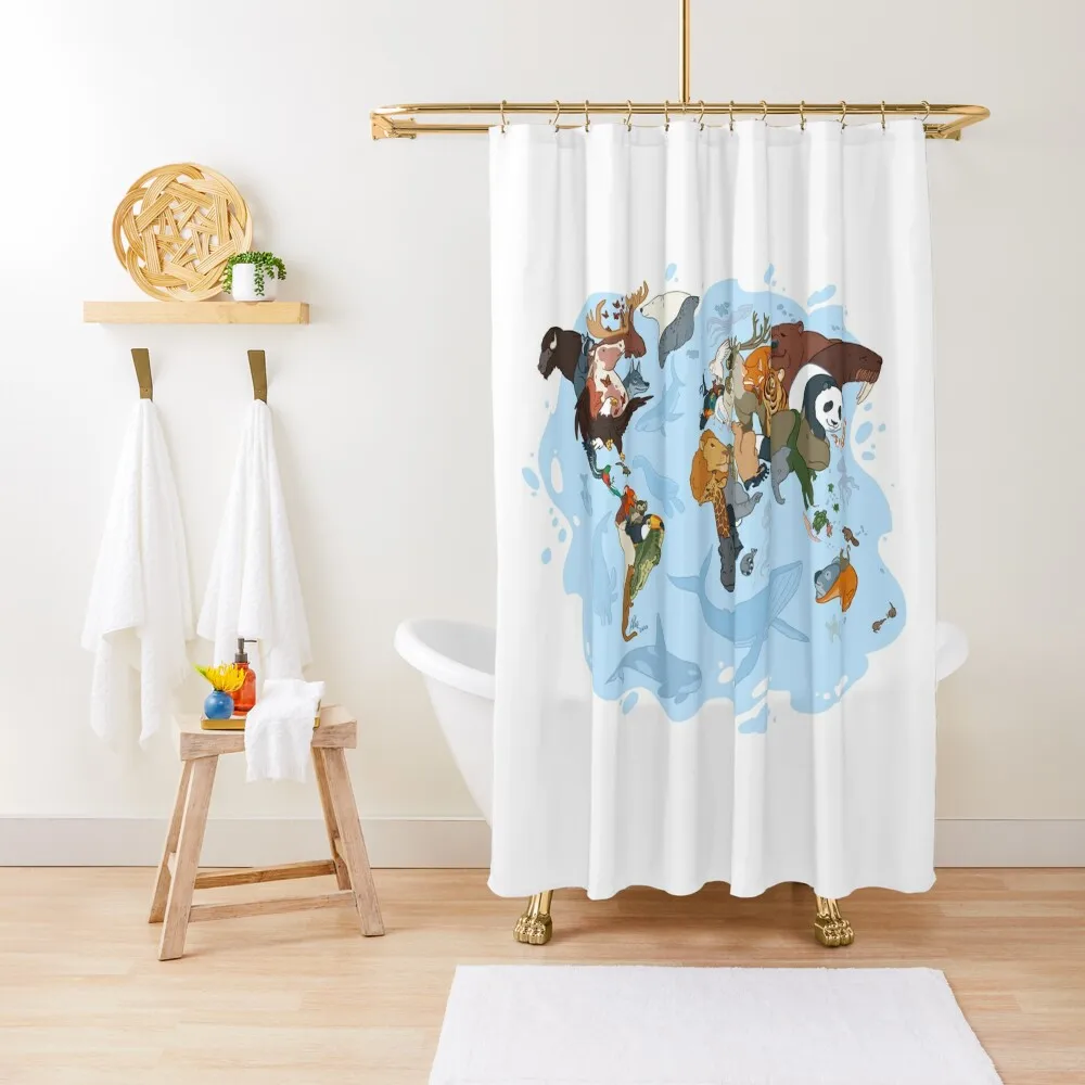 

Nature has no boundaries Shower Curtain For The Bathroom Waterproof Fabric Bathroom Waterproof Bath And Anti-Mold Curtain