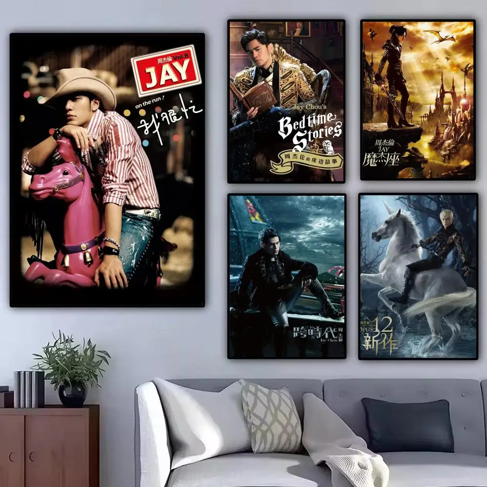 Famous Singer J-Jay Chou Painting Calligraphy Modern Canvas Poster Wall Art Aesthetic Bedroom Decor for Cafe Home Gift