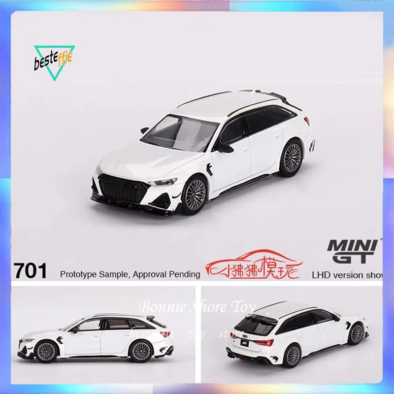 Mini Gt Car Model Limited Edition 1/64 Audi Abt Rs6-R Audi Abt Rs6-R Glacier White Metallic Cars Model Boy Collection Toys Gift