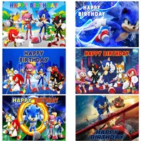 sonic Theme 100*150cm Scene Cloth Boys' Birthday Party Layout Baby Shower Wall Hang Background Photography Props kids gifts