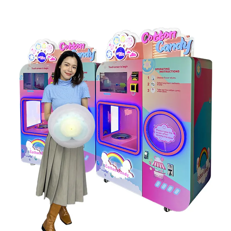 Brand New Floss Maker Pink With Bubble Cover Commercial Electric/perfect /full-automatic Cotton Candy Vending Machine