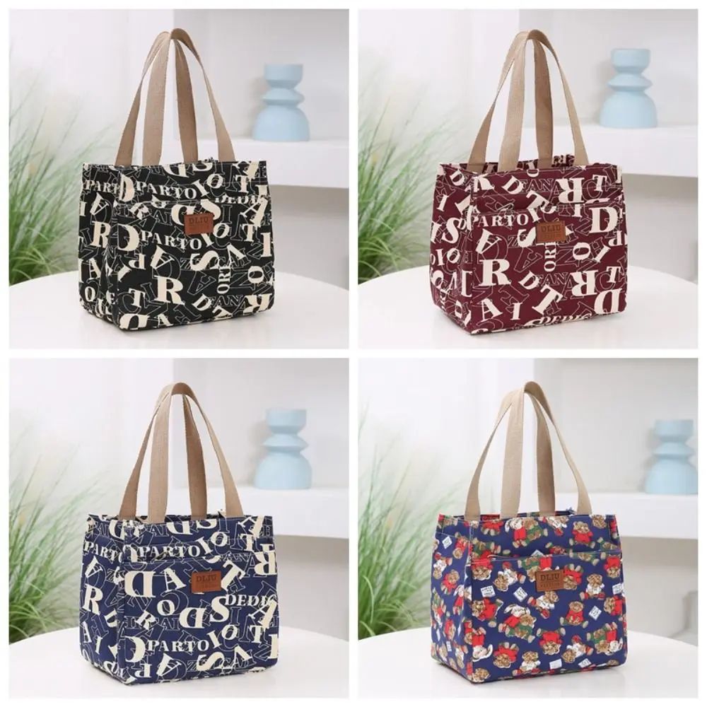 Bolso de mano con estampado Floral para mujer, bolsa de almuerzo de gran capacidad, térmica, impermeable, aislante, gruesa