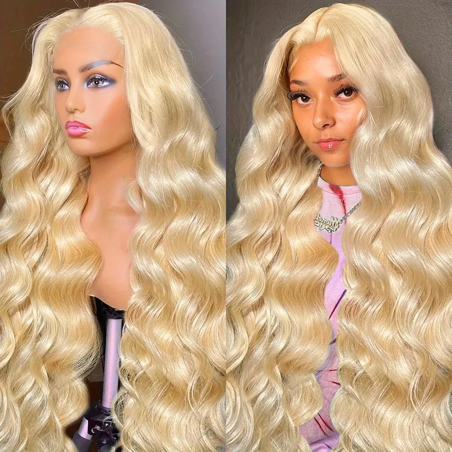 

30-дюймовый парик из натуральных волос 613 Blonde с HD-кружевной передней частью 13x4, предварительно выщипанный, бразильская волна, парик с кружевной передней частью 13x6, плотность 220%, для женщин