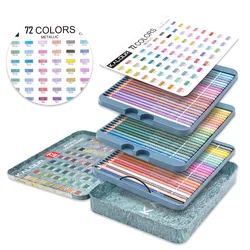 KALOUR 72pcs Color Pencil Pink Draw Pencil Metallic Color Premium Watercolor Pencil Professional Toner Art Painting Supplies