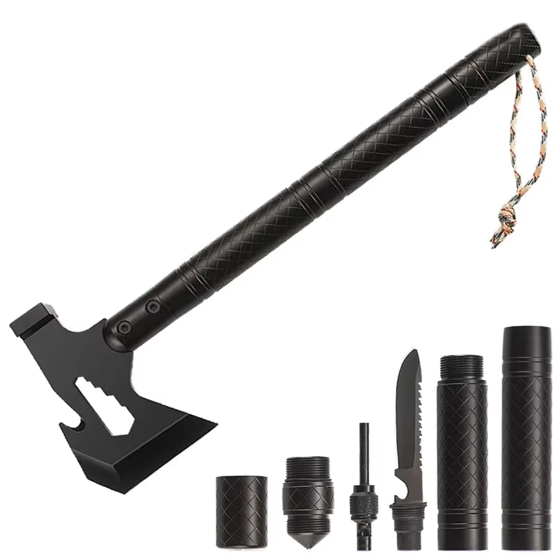 متعددة الأغراض الصلب في الهواء الطلق بقاء المشي لمسافات طويلة الفأس المحمولة الفأس سكين البوصلة شرارة عصا للتخييم #1