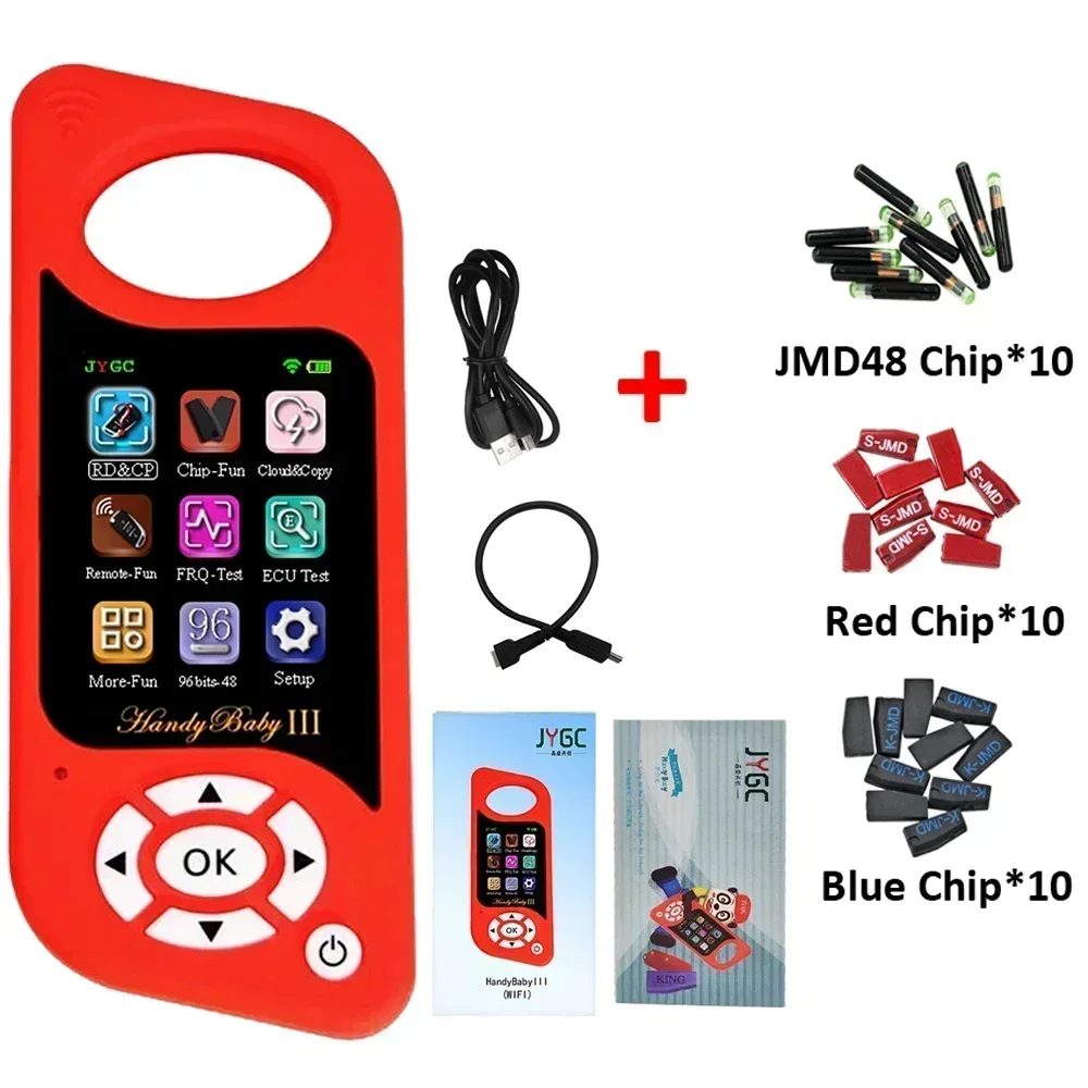 2024 JMD Handy Baby III Auto Key Programmer Tool Free 96 Bit 48 Function Wifi Version For 4D/46/48/G/King Chip Red Chips