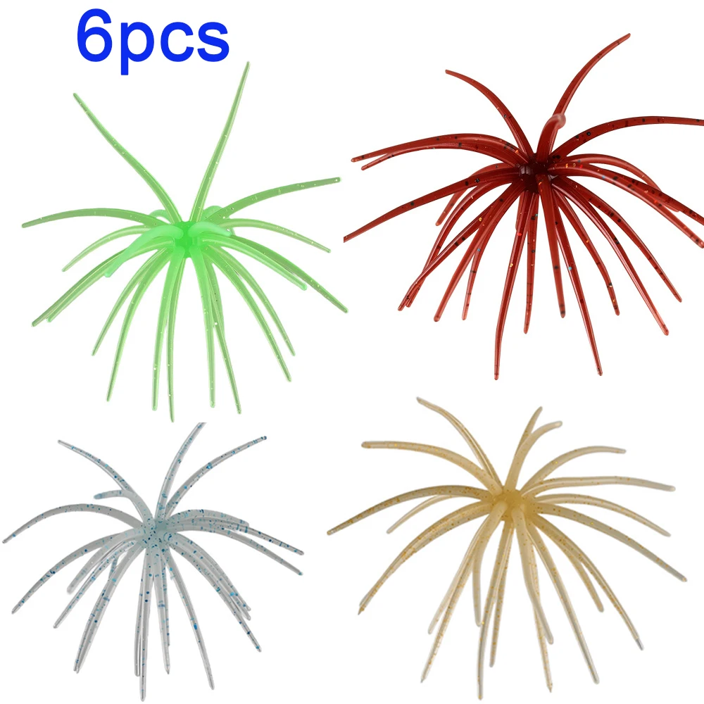 

6pcs Sea Urchin Lures 11cm 9g Soft Silicone Fishing Baits For Bream Pike Bass Fishing Saltwater Freshwater Artificial Lure