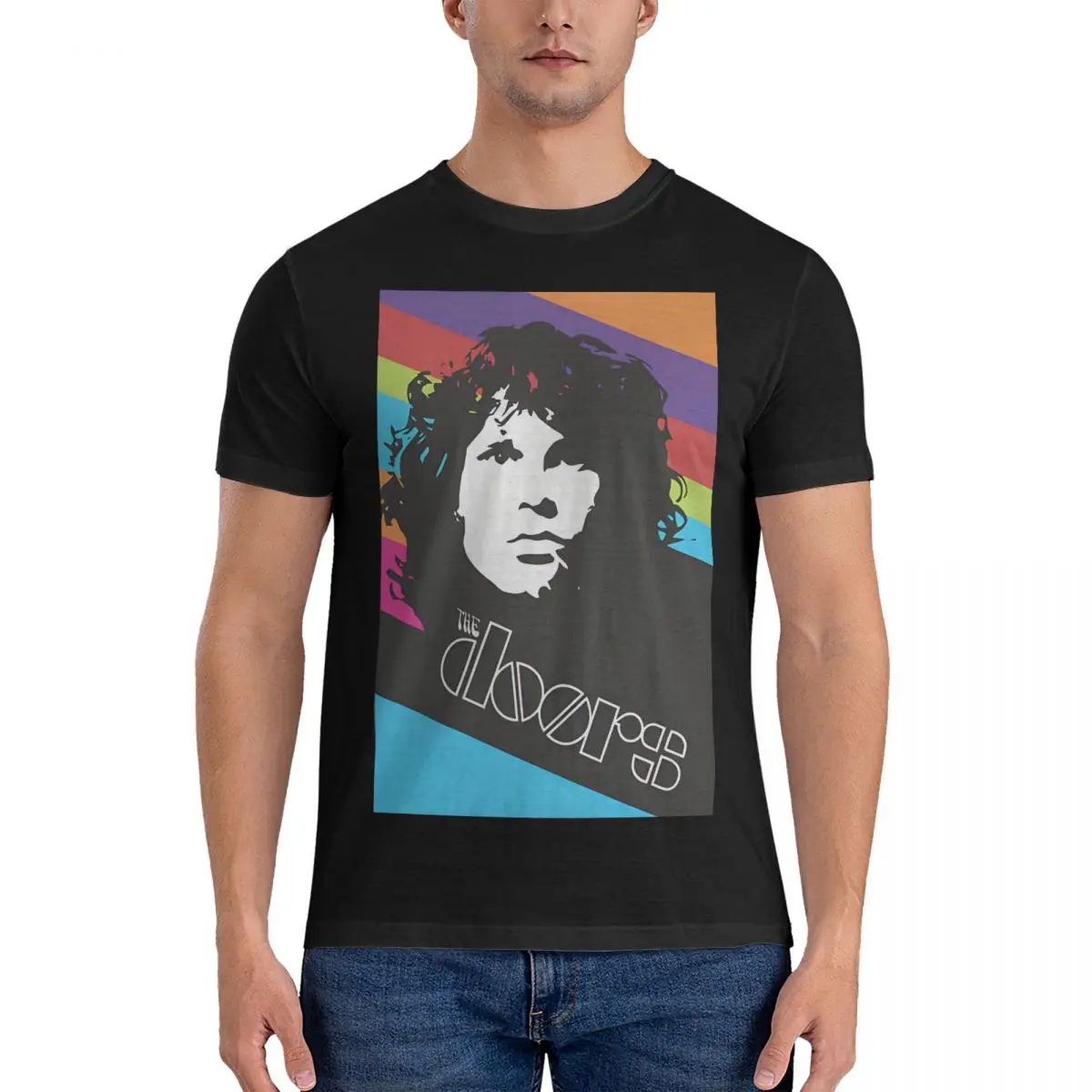 Fashion Jim Morrison T-Shirts for Men Round Neck Pure Cotton T Shirt The Doorss Short Sleeve Tees Classic Clothing