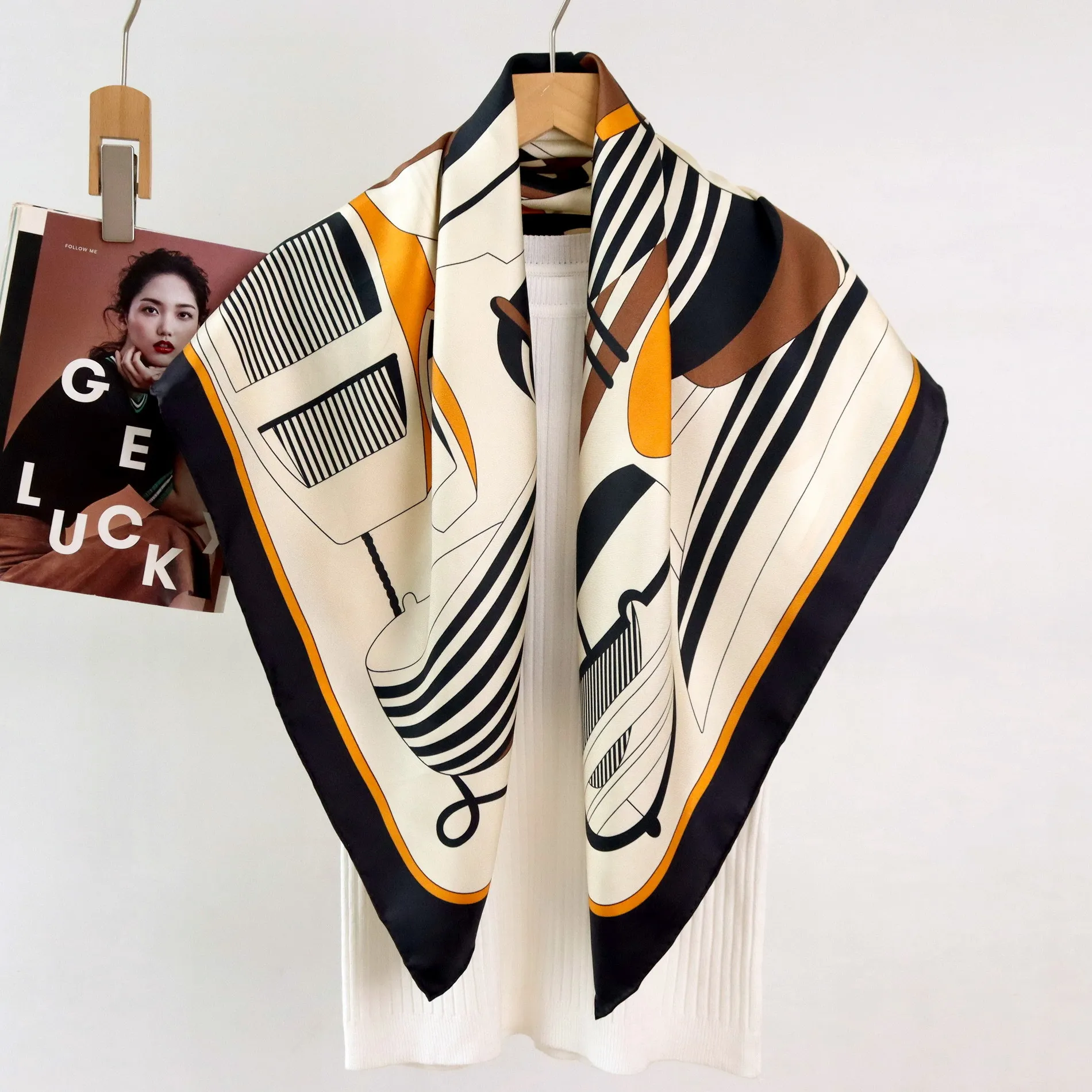 

New Arrival Silk Scarf Women 90CM Square Bandanas Shawls Bag Belt Decoration Head Hair Accessories Valentine's Day Gift