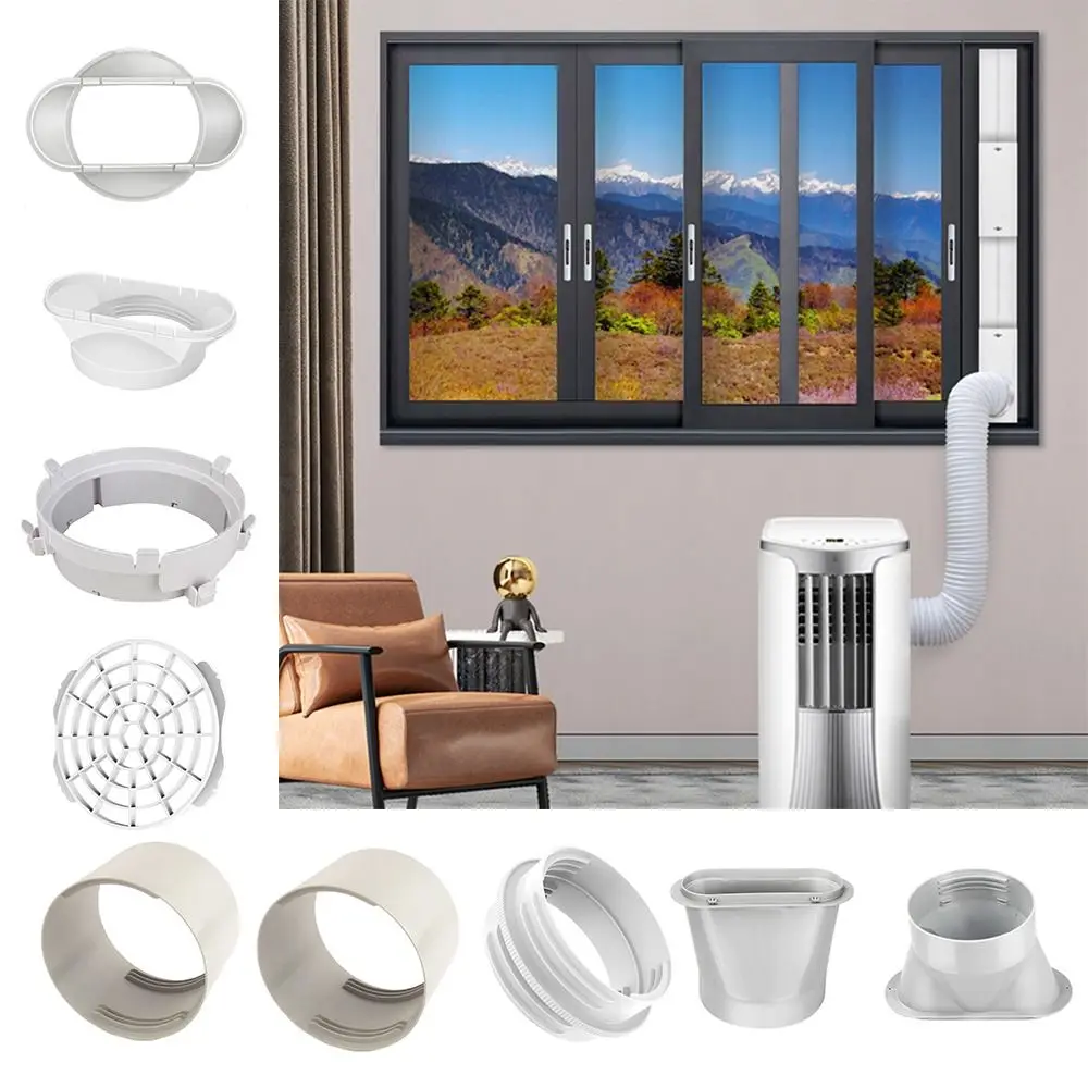 ABS Air Conditioner Exhaust Hose Connector Replacement Round/Square Shaped Exhaust Duct Hose Adapter Exhaust Pipe Interface
