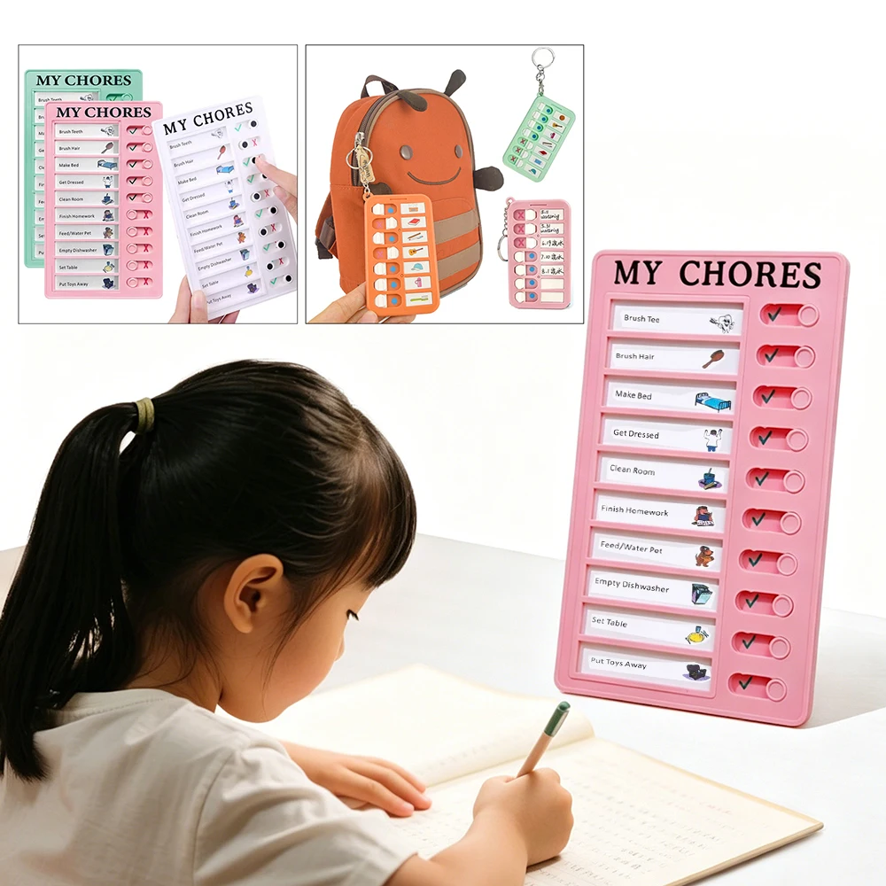 Tablero de Tareas Reutilizable con Lista de Tareas, Planificador Diario, Tabla de Tareas, Tarjeta de Responsabilidades para Niños, Disciplina y Comportamiento