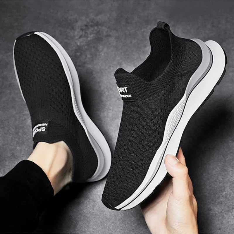 Zapatillas deporte hombre transpirables malla sin cordones a la moda - imagen 5