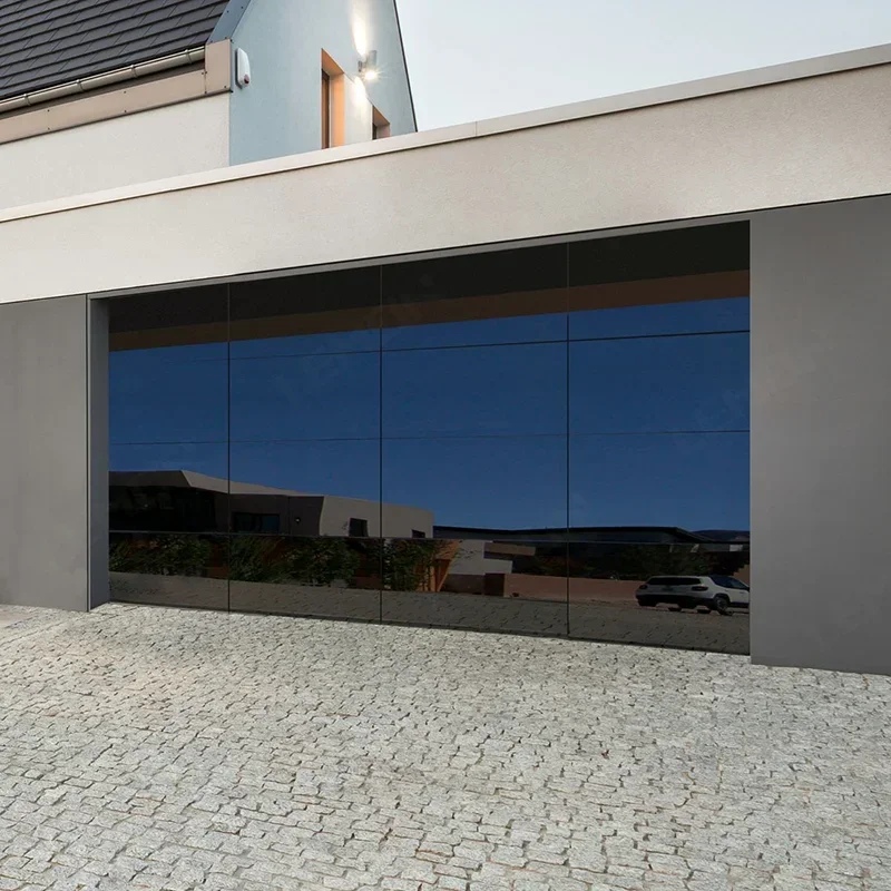 HOT SALE Modern Electric Automatic Black Commercial Full View Sectional Aluminum Glass Overhead Garage Door