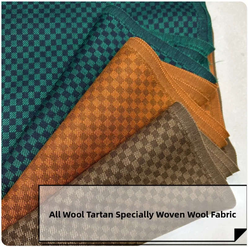 

Autumn Winter Colored Weave Fine Spun Full Wool Fabric Suit Profional Set Skirt Coat Pants Clothing Material Chinese Sle