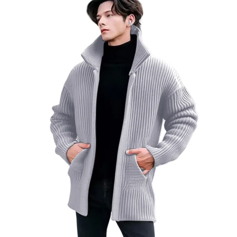 

Men's Casual Fashion Versatile Trend Personality Simple Medium and Long Sweater Cardigan Men's Sweater