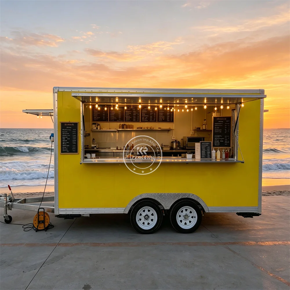 

Fully Equipped Pizza Snack Mobile Food Trailer Commercial Food Truck Concession Dessert Ice Cream Cart with Refrigerator