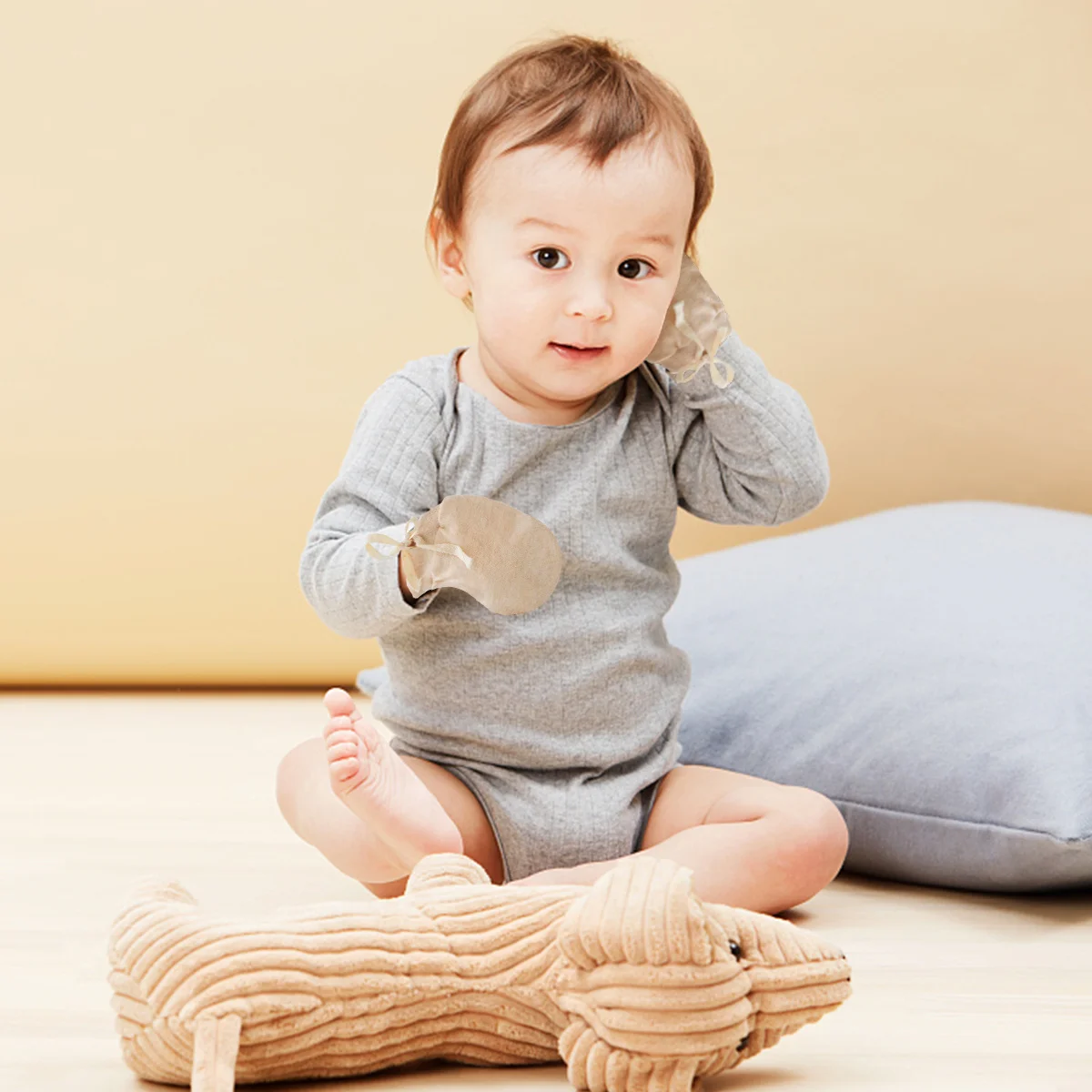 

3Pairs Anti-Scratch Baby Gloves Pure Cotton Newborn Protective Mittens Infant Hand Covers Soft Breathable Unisex