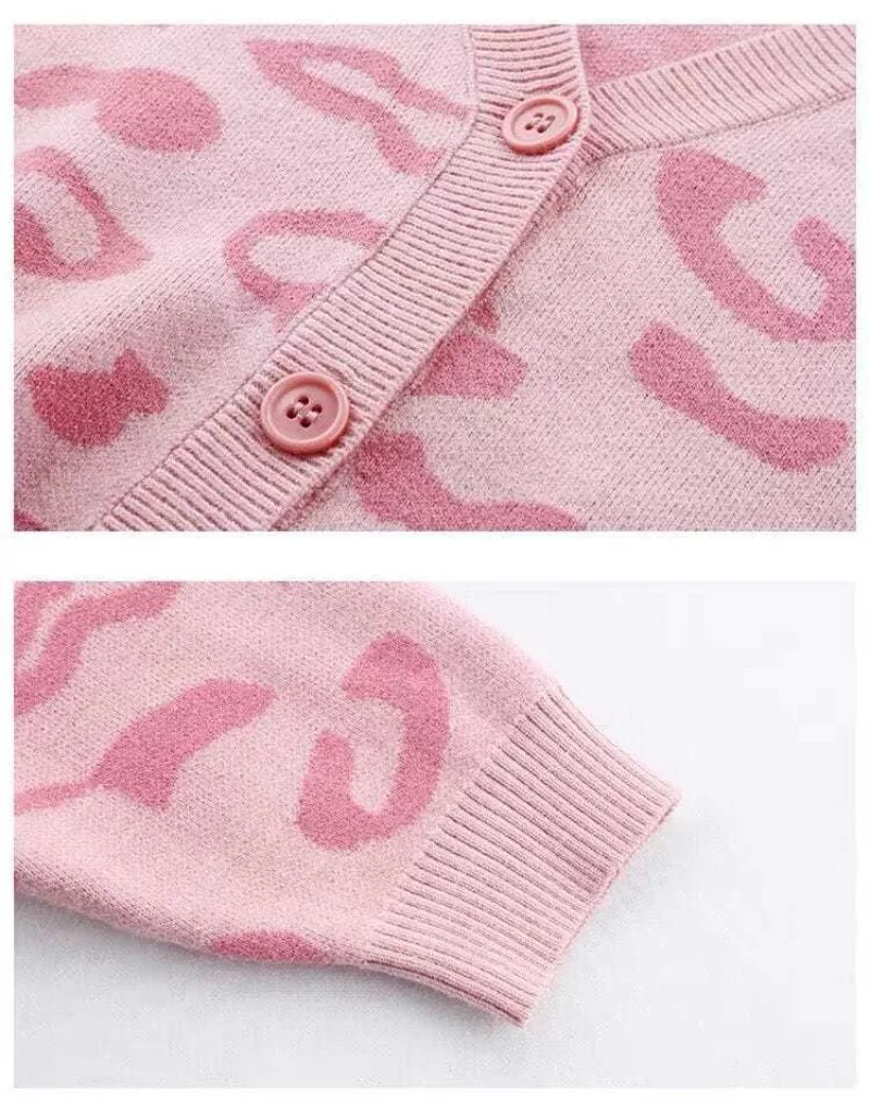 UNITIM 2026 Herbst Kinder Mädchen Strickjacke Pullover Teenager Mädchen Leopardenmuster Ein-Knopf-Pullover 2-12 Jahre Junior Mädchen Strickwaren Mäntel – Detail 9