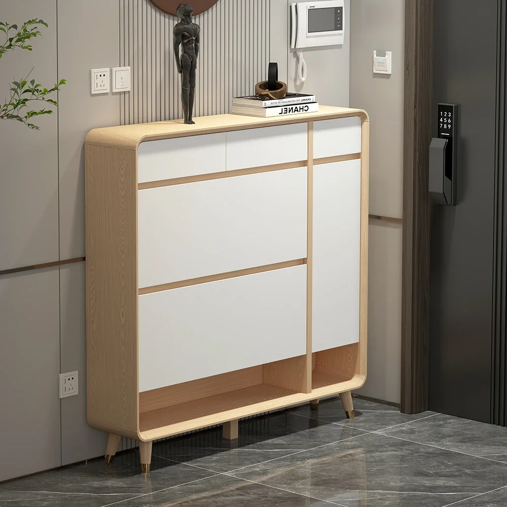 Tipping bucket shoe cabinet ultra-thin simple household door storage artifact space-saving large-capacity small apartment