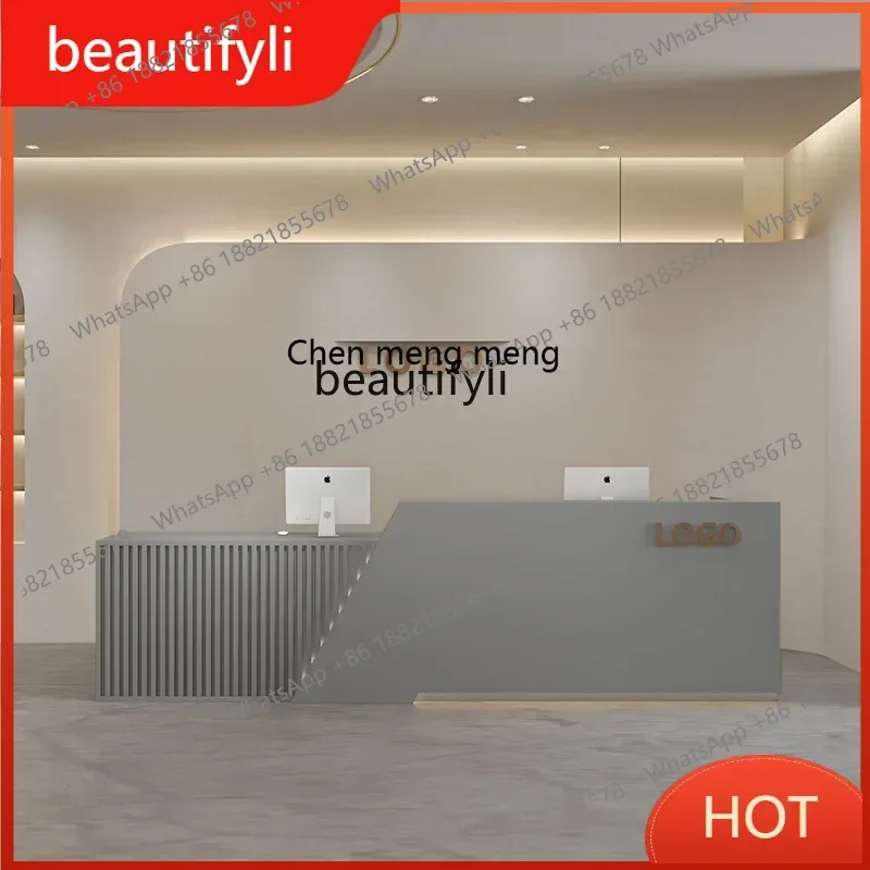 G8578 Modern Company Simple Bar Counter Barber Shop Front Desk Beauty Salon Cashier Desk New Chinese Paint Reception Desk Counte