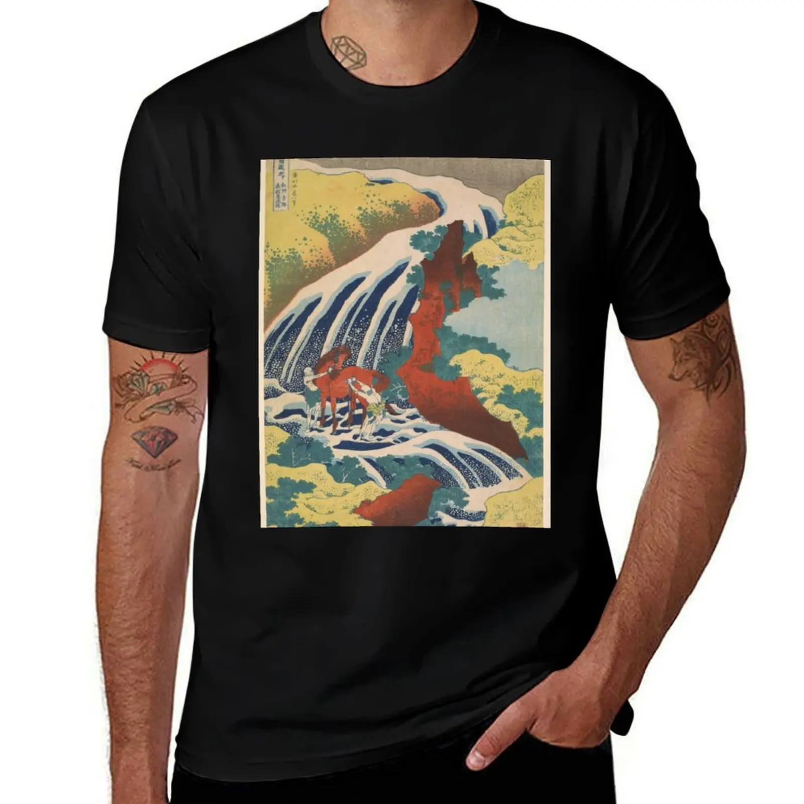 Hokusai Waterfalls T-Shirt Plus Size Non-Shrink T-Shirt