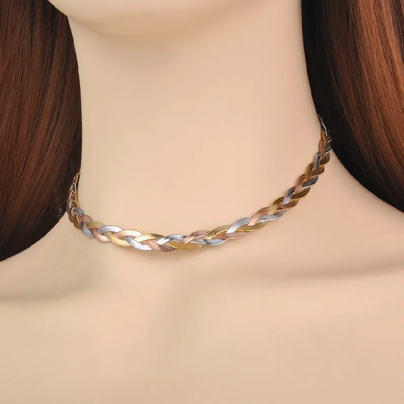 

DIY accessories Stainless steel, three-layer blade chain, hand-woven necklace, vacuum electroplating color retention, can be ord