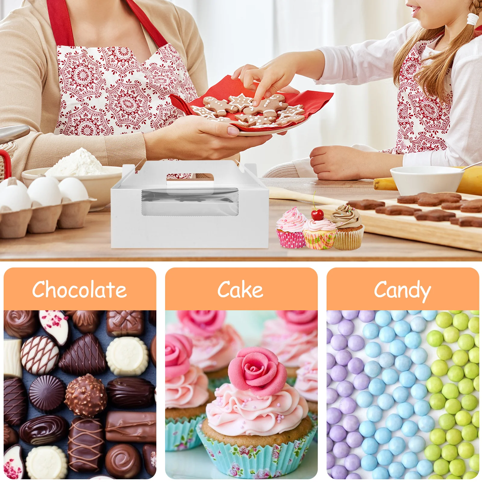 

10pcs 6 Cavity Cupcake Boxes Thick Food Grade Containers Window Design Insert For Bakery Home Wedding Birthday (White)