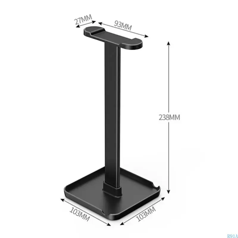 R91A منظمو سطح المكتب متعددة الوظائف حاملات سماعات رأس مع صينية تخزين وحامل هاتف آمن لعرض سماعات الرأس