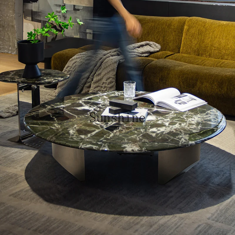 

Green green luxury stone coffee table Italian minimalist villa living room light luxury high sense round