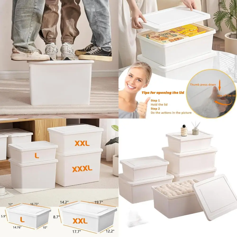 

Набор из 6 больших штабелируемых контейнеров для хранения с крышками, идеально подходят для офиса, гаража, дома, а также для организации закусок, поделок, принадлежностей, инструментов, B