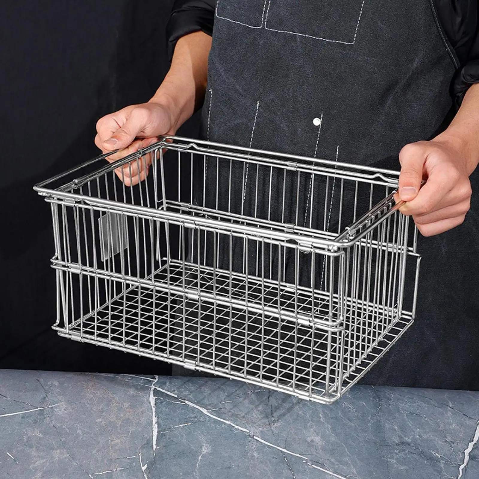

Foldable Storage Basket Multifunction Stainless Steel Practical Drain Basket