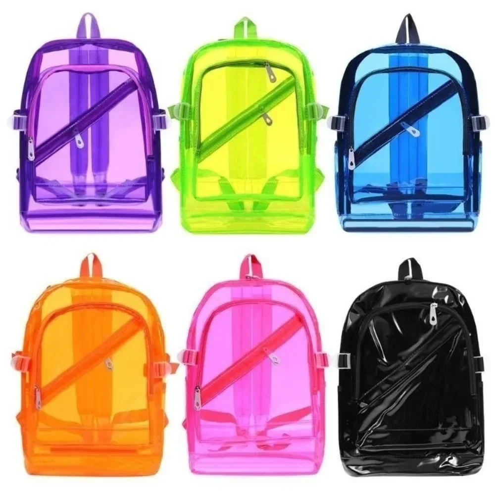 Fashion Transparent Backpack Waterproof PVC Clear Plastic Daily Backpack Mini Teenager Girls Notebook School Bag