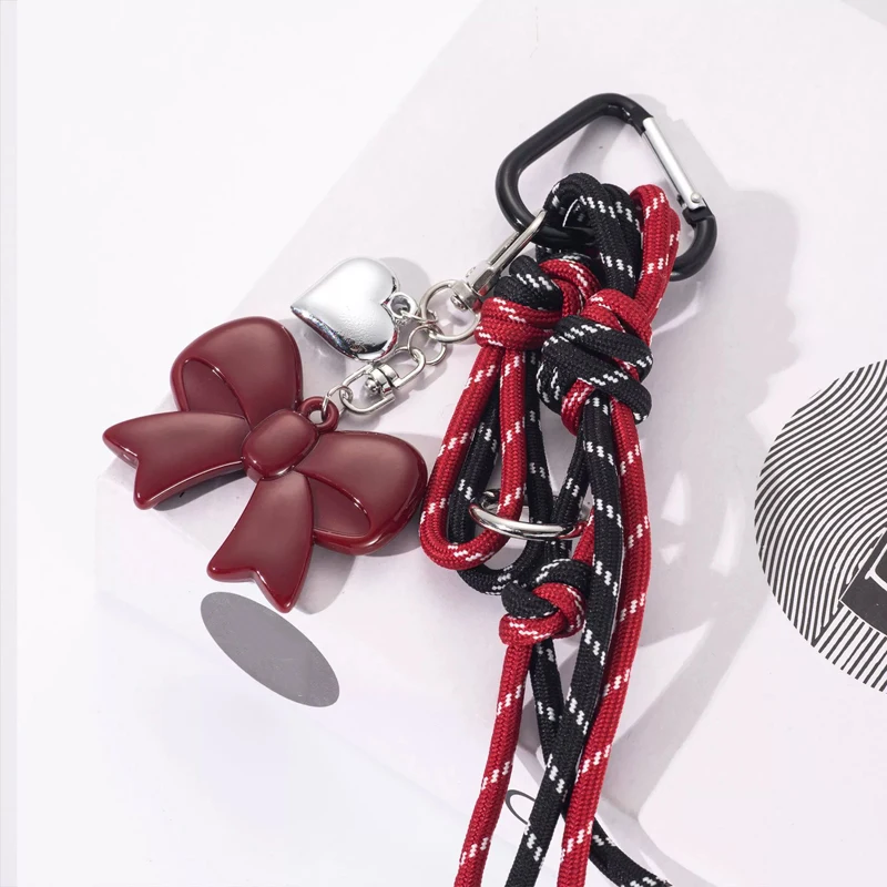 Maillard Braid Rope Pendant Exquisite Cute Leather Pendant Charm With Mini Bow Bag Women Luxury Bag Key Chain Mobile Phone Decor