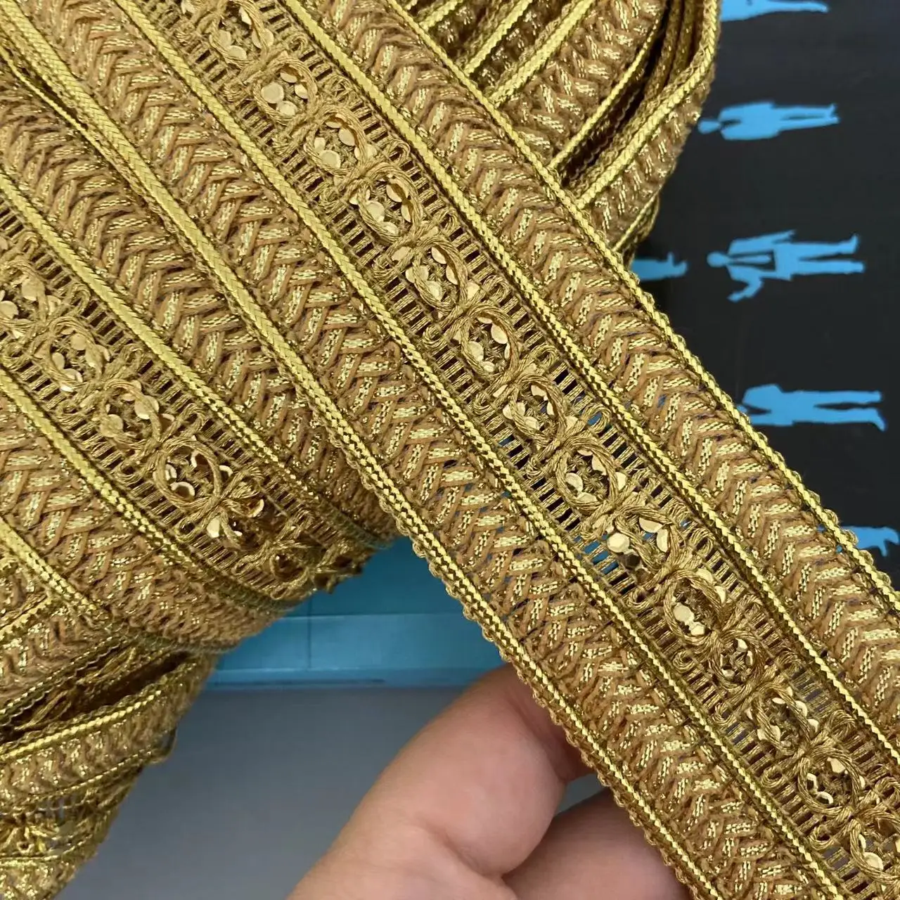 1 Yard 4.5cm Gold Lace Trim Ribbon Gold Thread Webbing Ethnic Style Clothing Embroidery Sequin Fabric Jacquard Accessories New