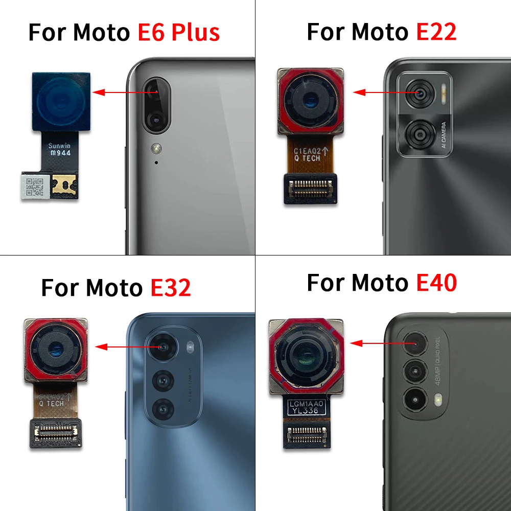 Good quality For Moto E6 Plus E6i E13 E22 E32 E40 Edge 30 Back Big Main Camera Module And Front Small Camera Module Flex Cable
