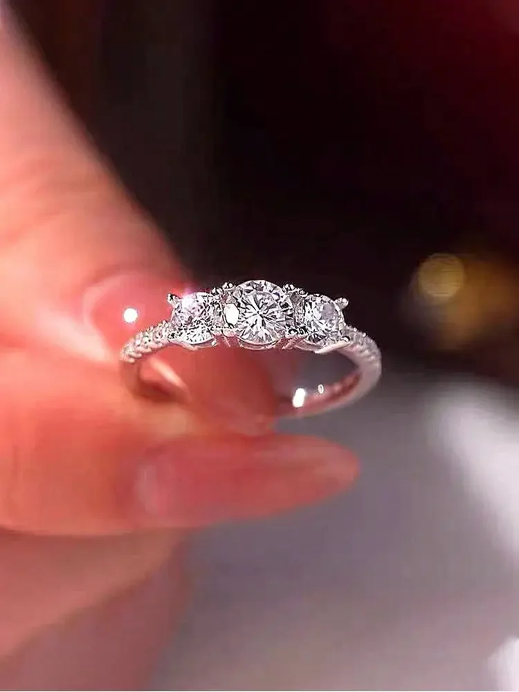 925 فضة الموضة الكلاسيكية 0.5ct الزركون خاتم دائري للنساء الذكرى المشاركة الزفاف الفاخرة مجوهرات عالية الجودة #2